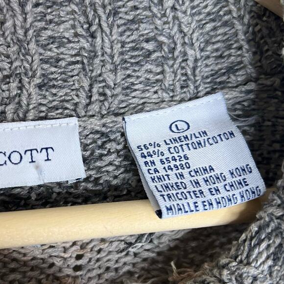 Vintage Robert Scott Sweater Large Womens Gray Linen Cotton Knitted By Hand 90s - Picture 5 of 7